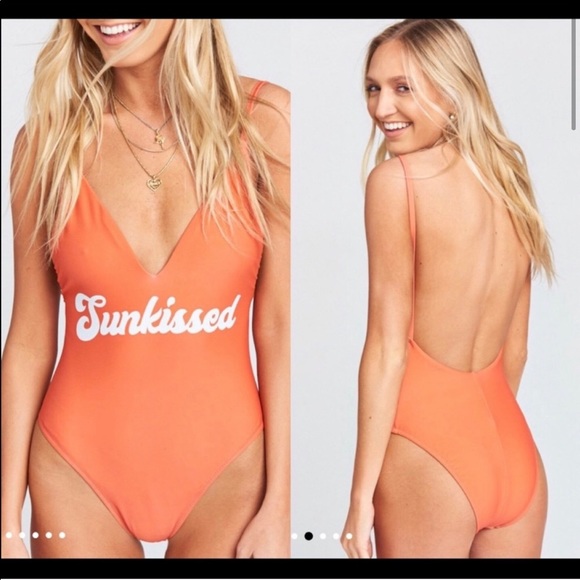 NEW SMYM MuMu Sunkissed One Piece Swimsuit Siesta Key Orange Plunge Size Small - Picture 2 of 16